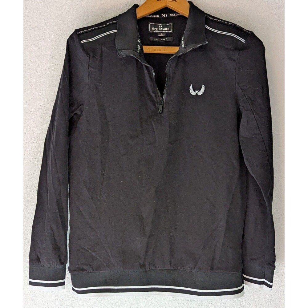 Nick Danger Pullover Sweater Men's Size S Small Black 1/4 Zip (900m)